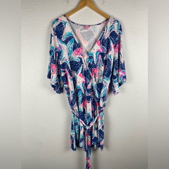 Lilly Pulitzer Madilyn Romper indigo sea Star Struck print women’s size XXL - Picture 8 of 14